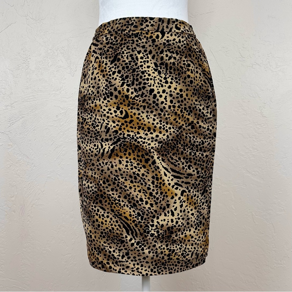 Vintage Silk Leopard Print Pencil Skirt 8P Fits Like Contemporary S